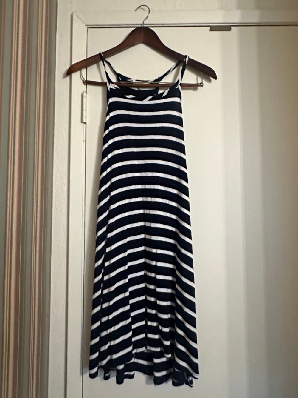 pinc navy and white striped dress, size large